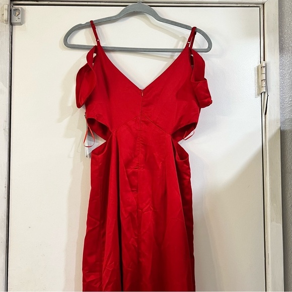 WYLDR Red Maxi Gown Party Dress XS Event Wedding Cocktail Cut Out Prom - Picture 8 of 9